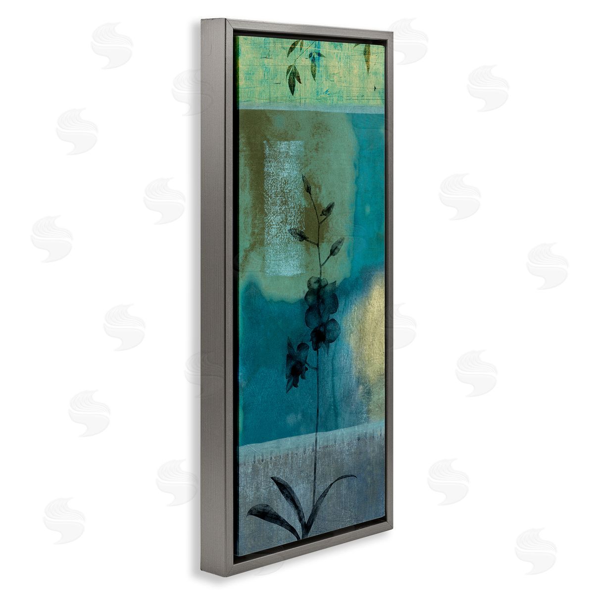 Chris Donovan Layered Orchid Flower Teal Shapes