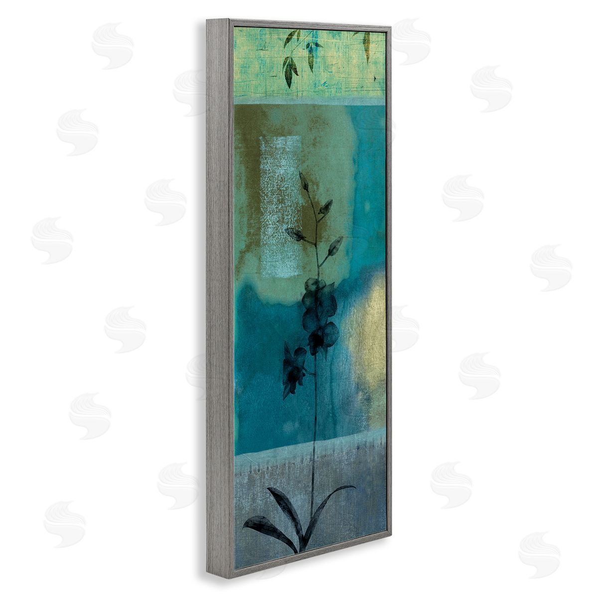 Chris Donovan Layered Orchid Flower Teal Shapes