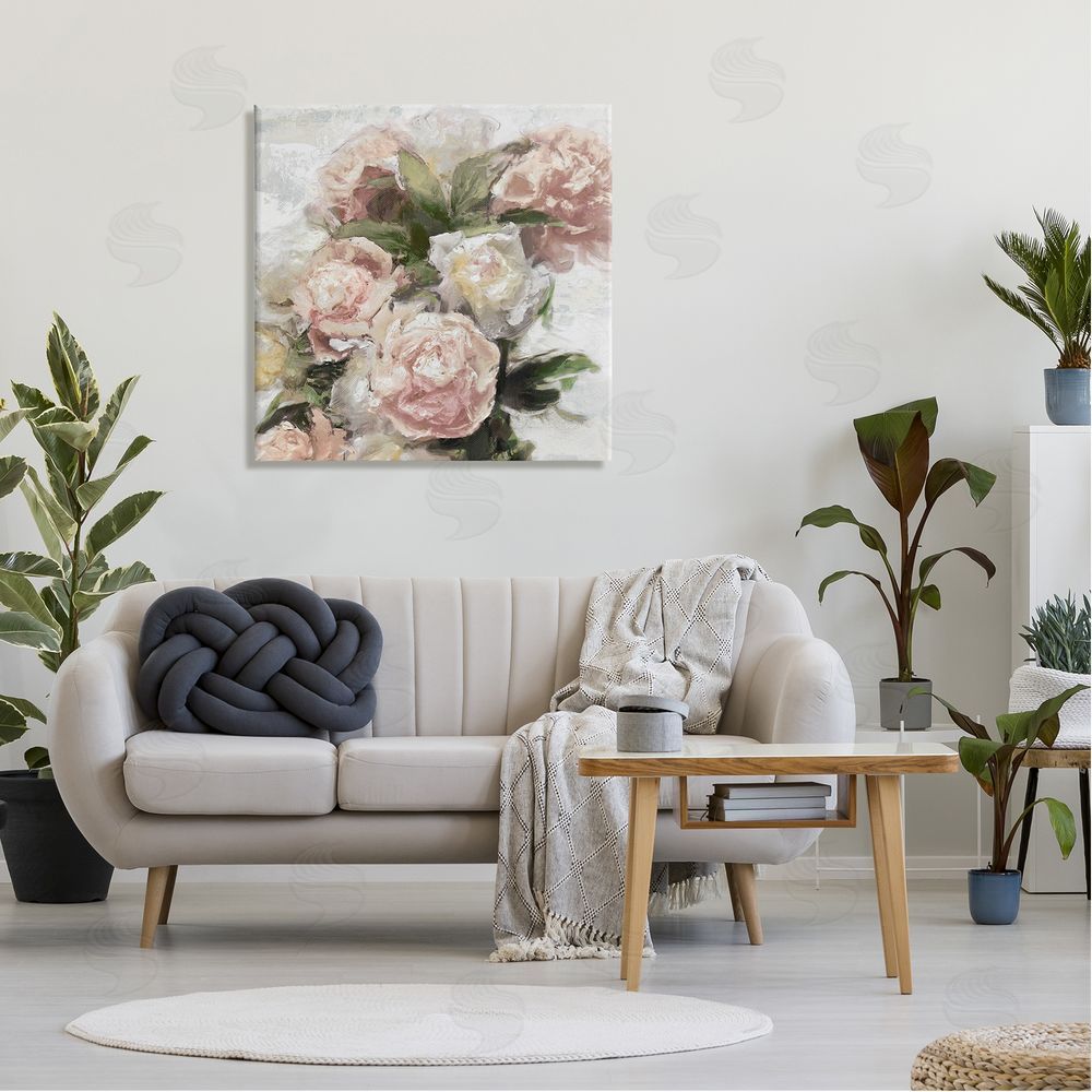 Emily Ford Pink Carnation Flower Blossoms Canvas Wall Art in Room