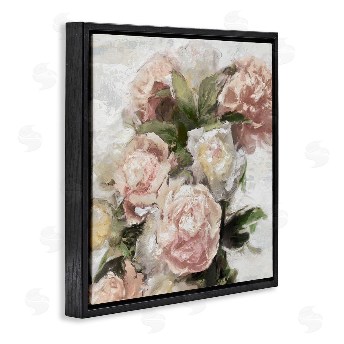 Emily Ford Pink Carnation Flower Blossoms Black Floating Frame Canvas Wall Art Print