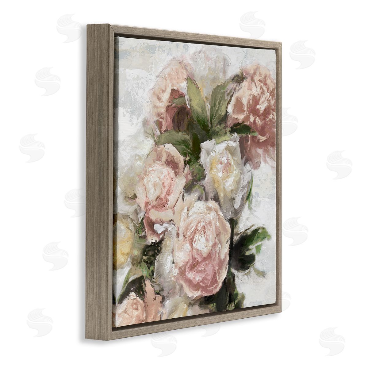 Emily Ford Pink Carnation Flower Blossoms Brown Floating Frame Canvas Wall Art Print