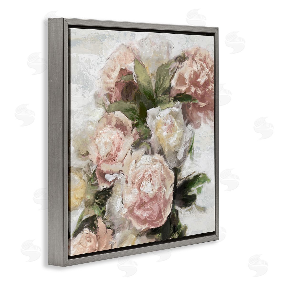 Emily Ford Pink Carnation Flower Blossoms Gray Floating Frame Canvas Wall Art Print