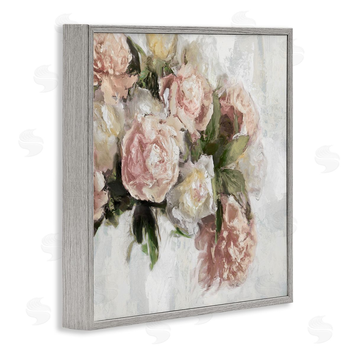 Elegant Pink Roses Arrangement Grey Frame Print Wall Art, Home Decor by Emily Ford