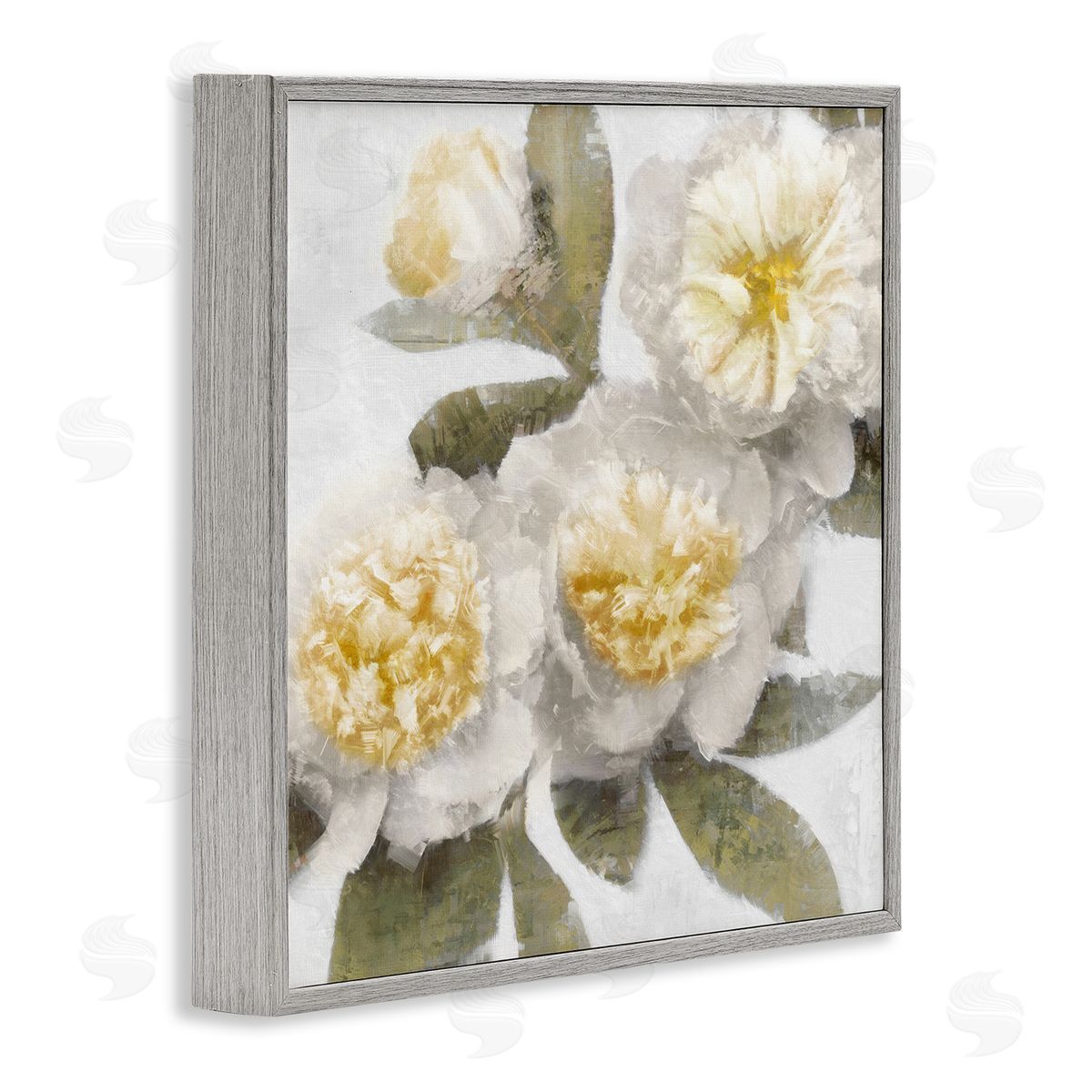 Emily Ford Blooming Yellow Peony Flower Petals Gray Framed Glicee Wall Art Print