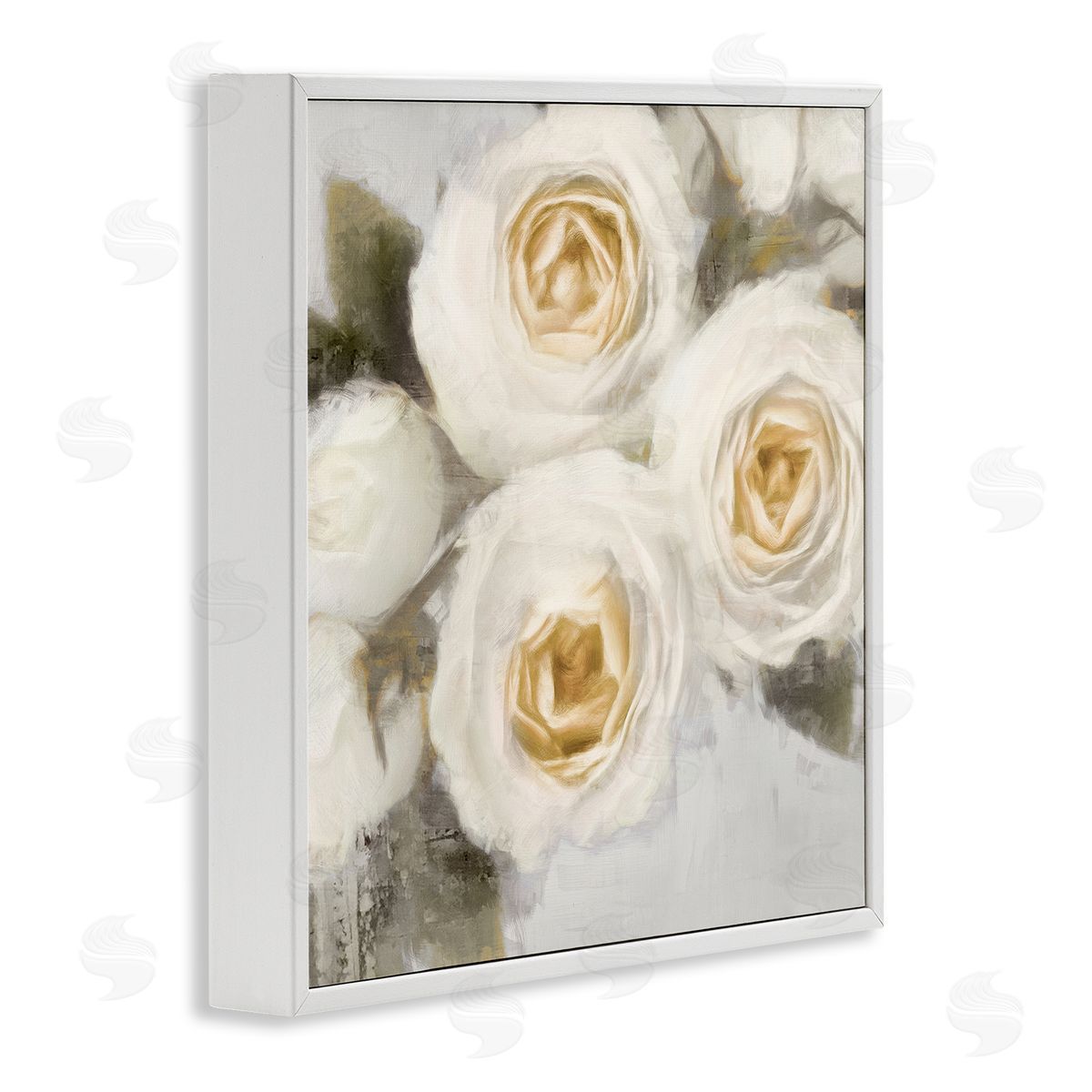 Emily Ford Three White Roses Trio Blossoms White Framed Glicee Wall Art Print