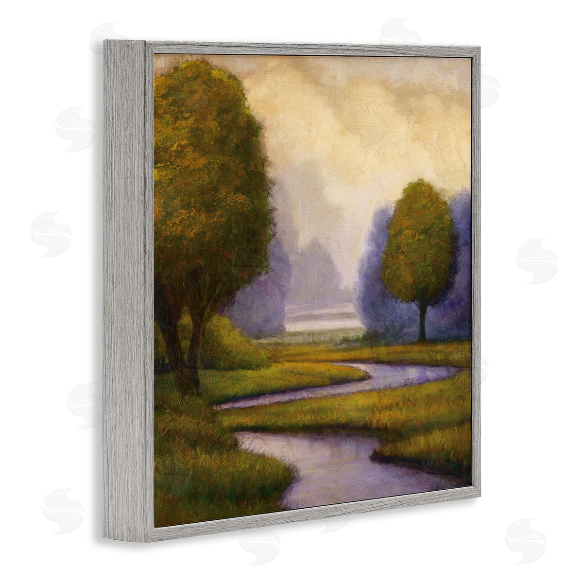 Gregory Williams Winding Stream Landscape River Gray Framed Glicee Wall Art Print
