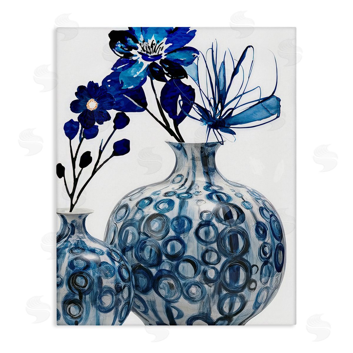 Jesse Keith Modern Blue Floral Ornate Vase