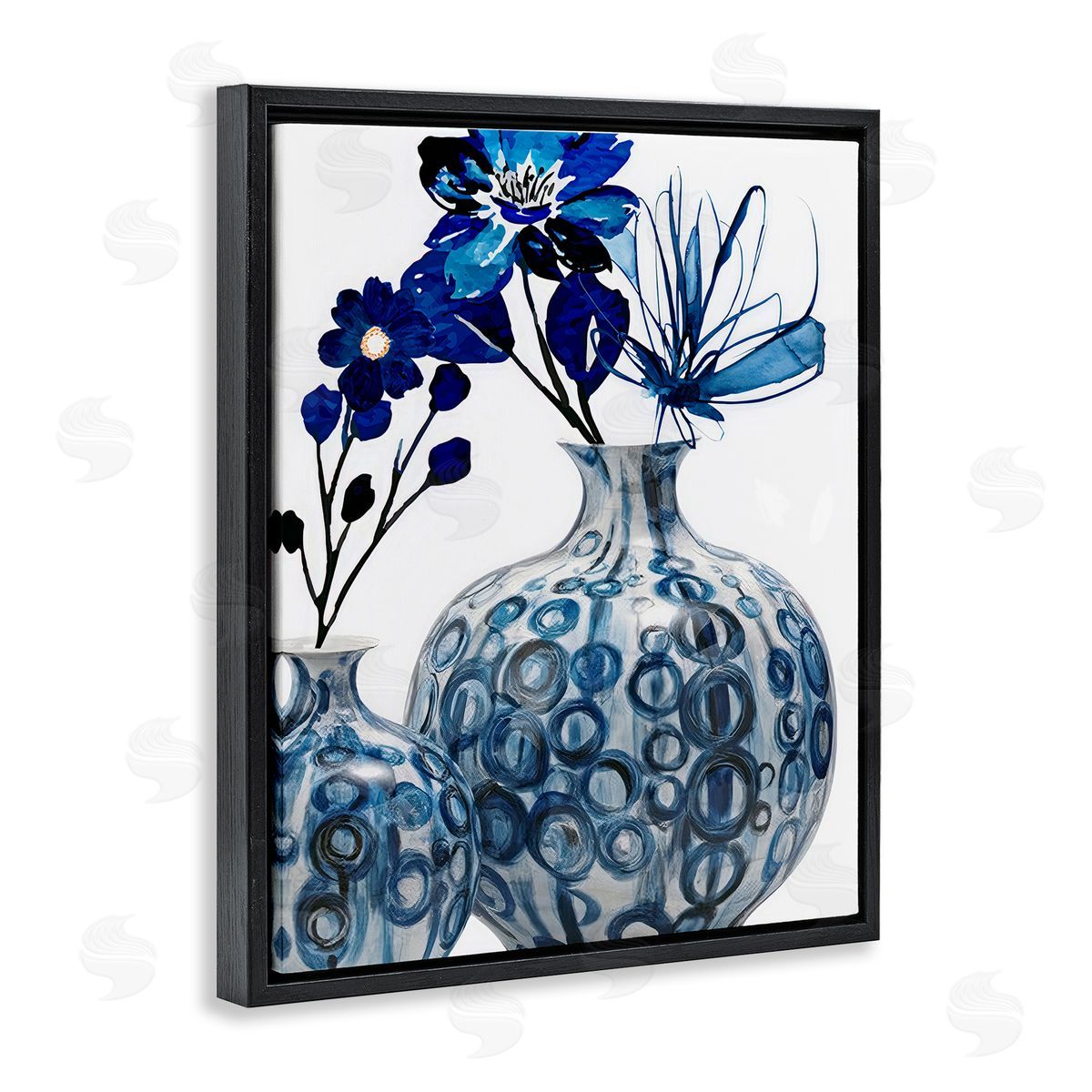 Jesse Keith Modern Blue Floral Ornate Vase
