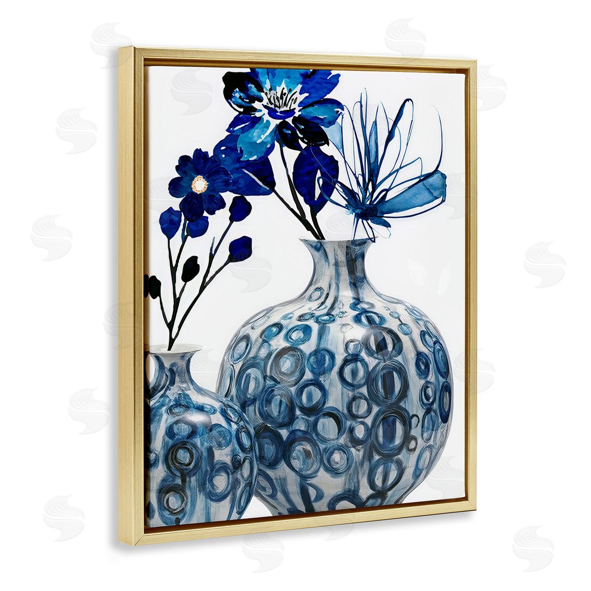 Jesse Keith Modern Blue Floral Ornate Vase