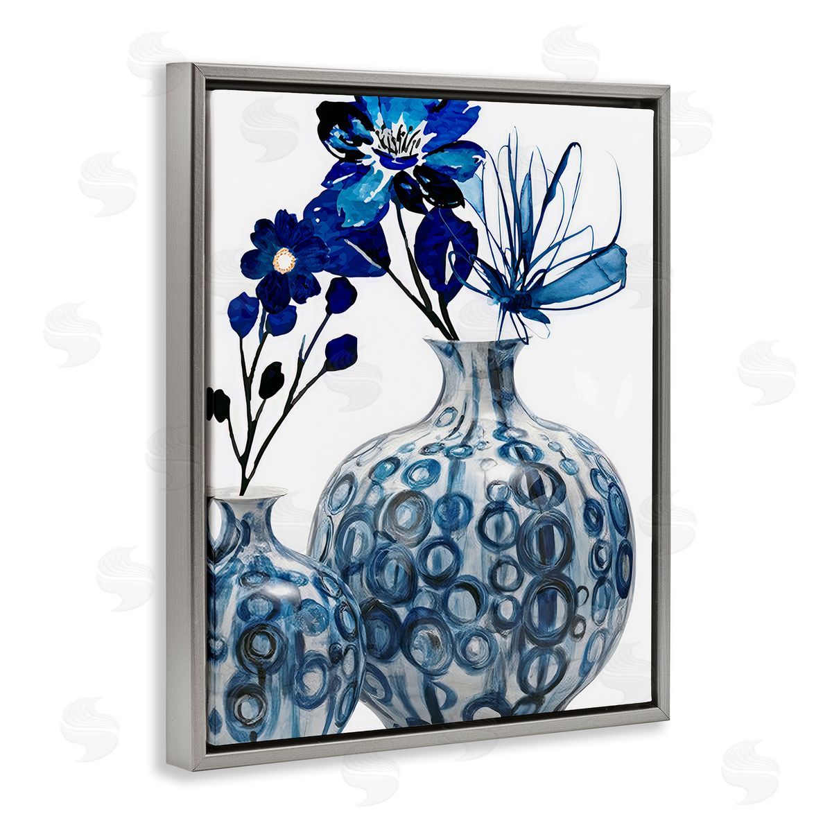 Jesse Keith Modern Blue Floral Ornate Vase
