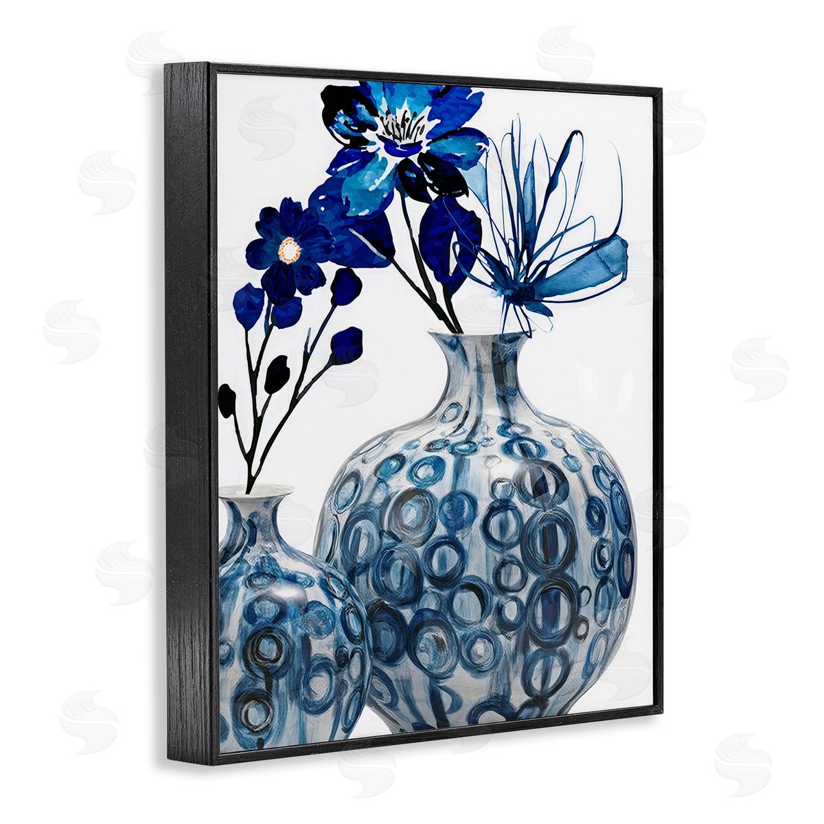 Jesse Keith Modern Blue Floral Ornate Vase