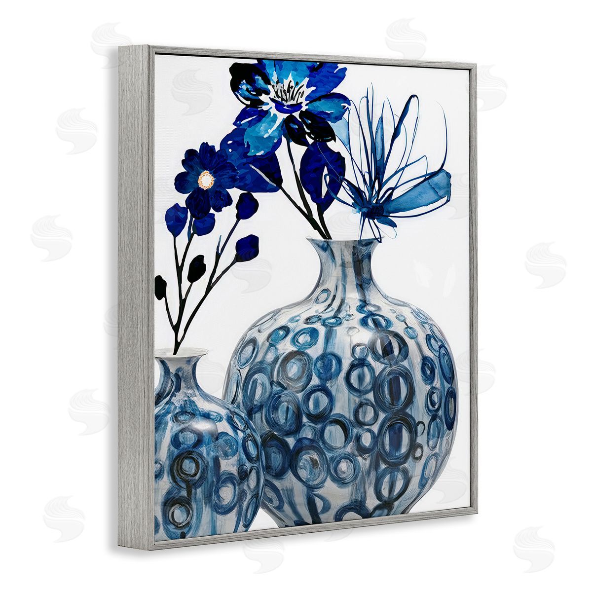 Jesse Keith Modern Blue Floral Ornate Vase