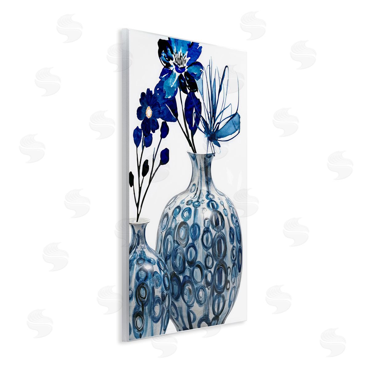 Jesse Keith Modern Blue Floral Ornate Vase