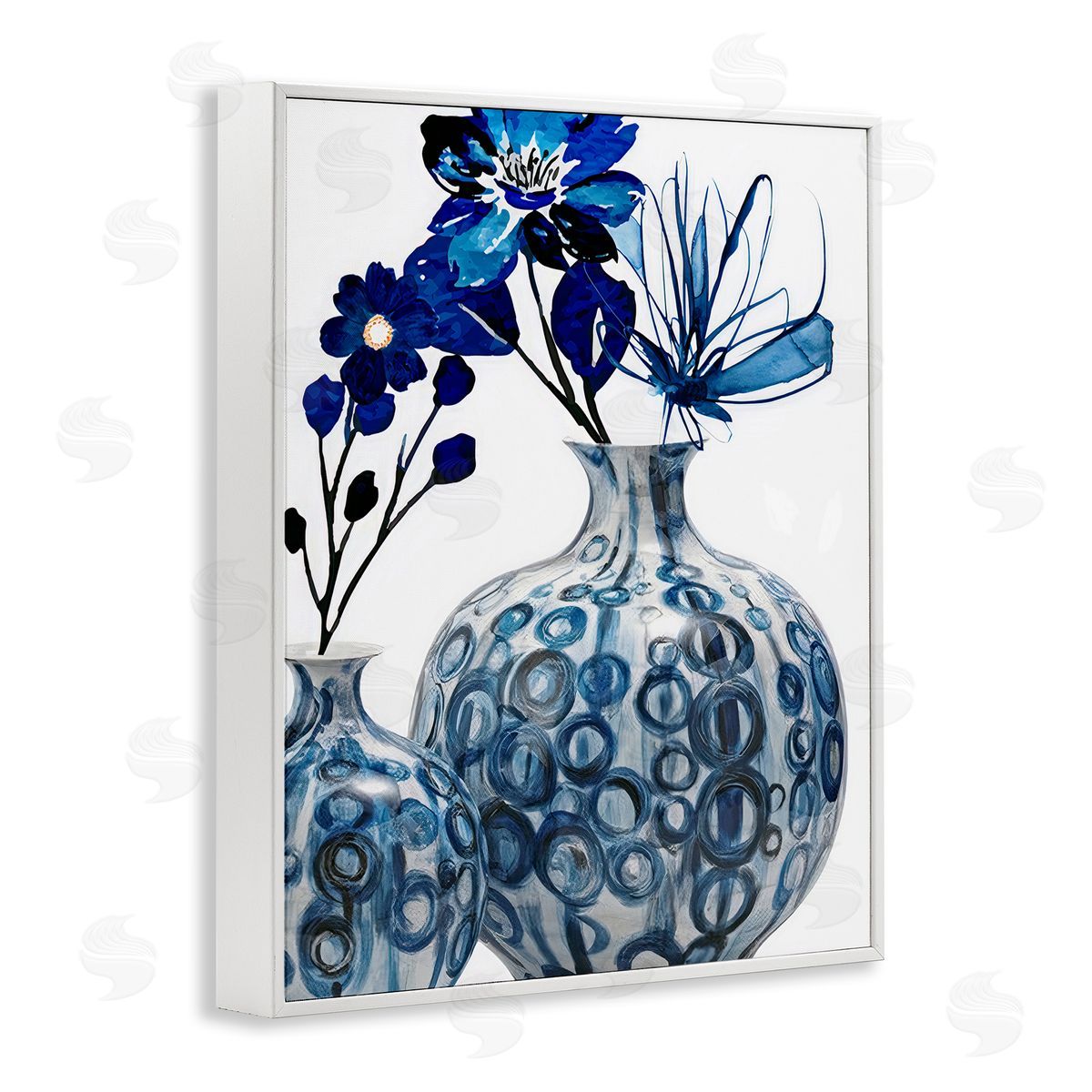 Jesse Keith Modern Blue Floral Ornate Vase