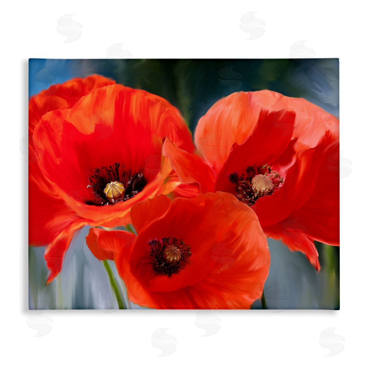 Kim Allen Bold Red Poppy Flower Trio