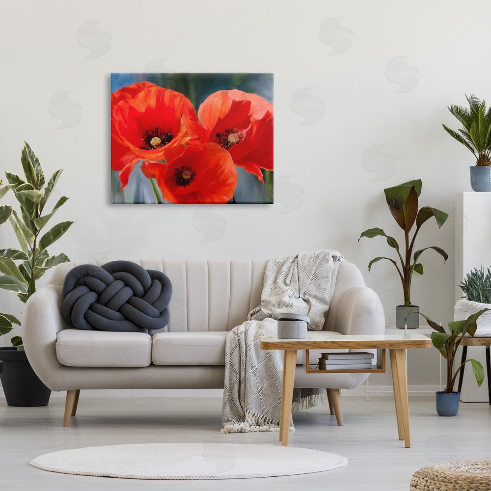 Kim Allen Bold Red Poppy Flower Trio