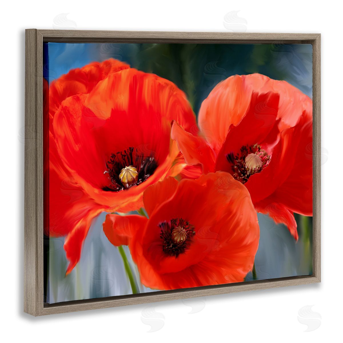 Kim Allen Bold Red Poppy Flower Trio