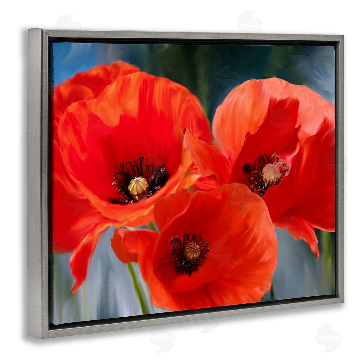 Kim Allen Bold Red Poppy Flower Trio