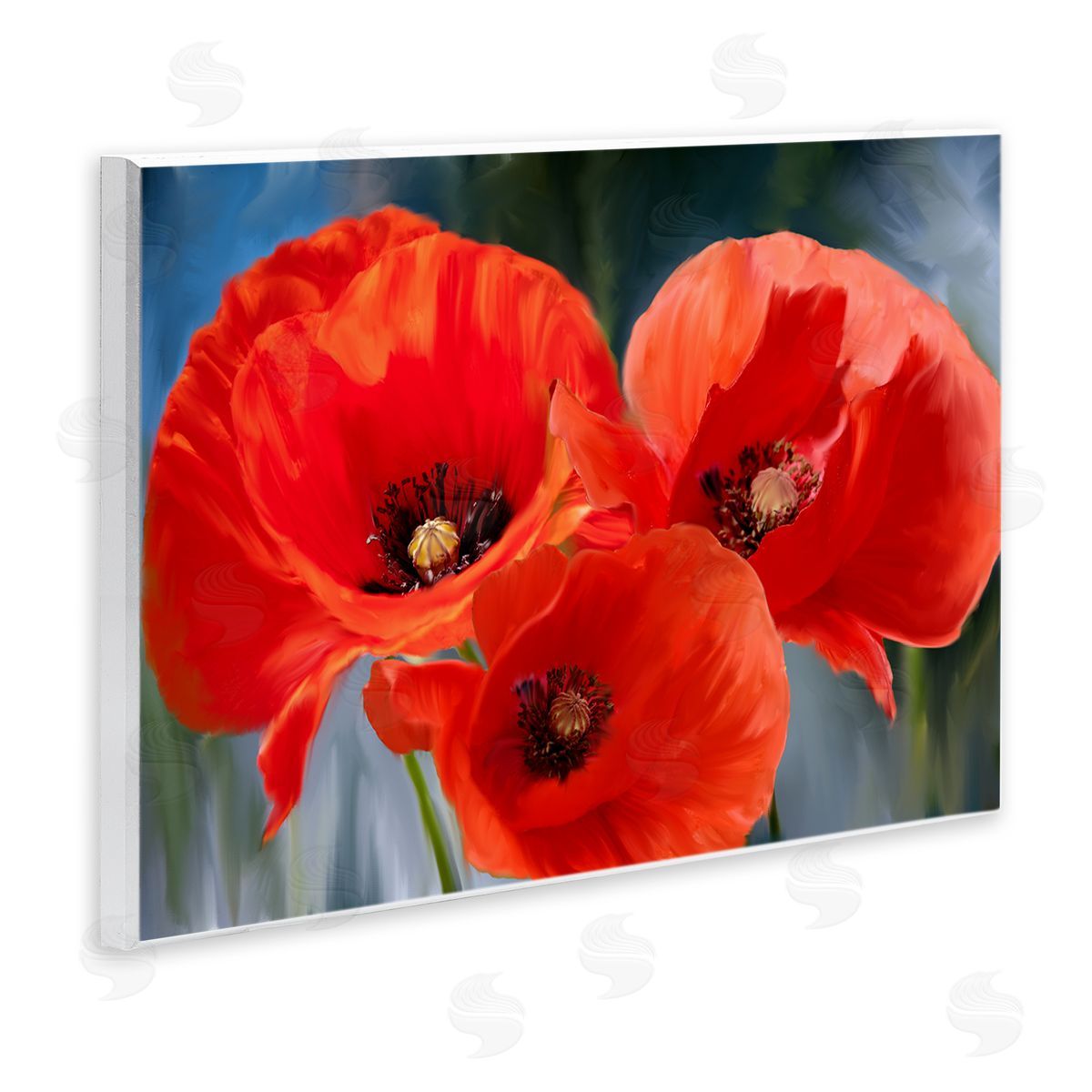 Kim Allen Bold Red Poppy Flower Trio