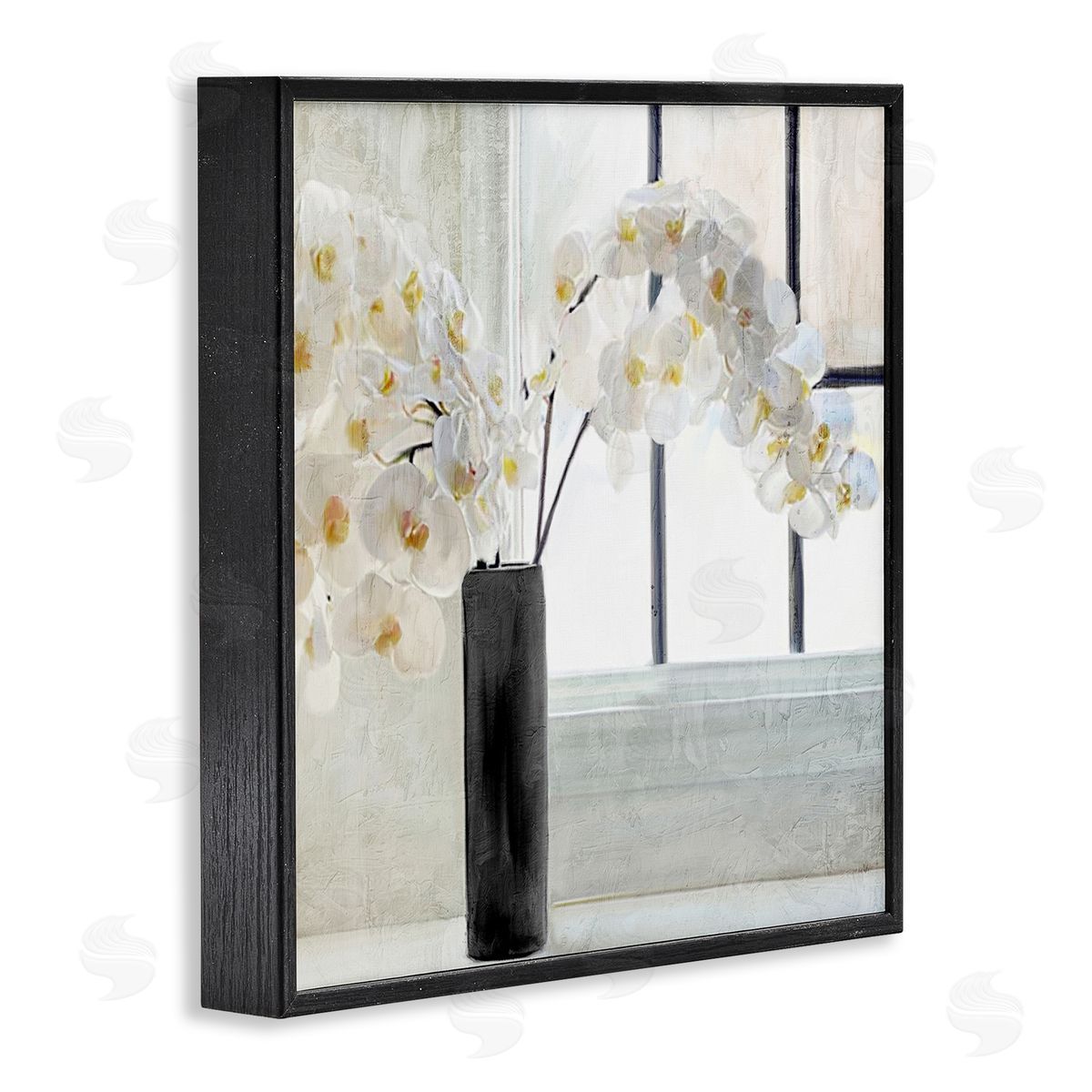 Kim Allen Sunlit White Orchids Arrangement Black Framed Glicee Wall Art Print