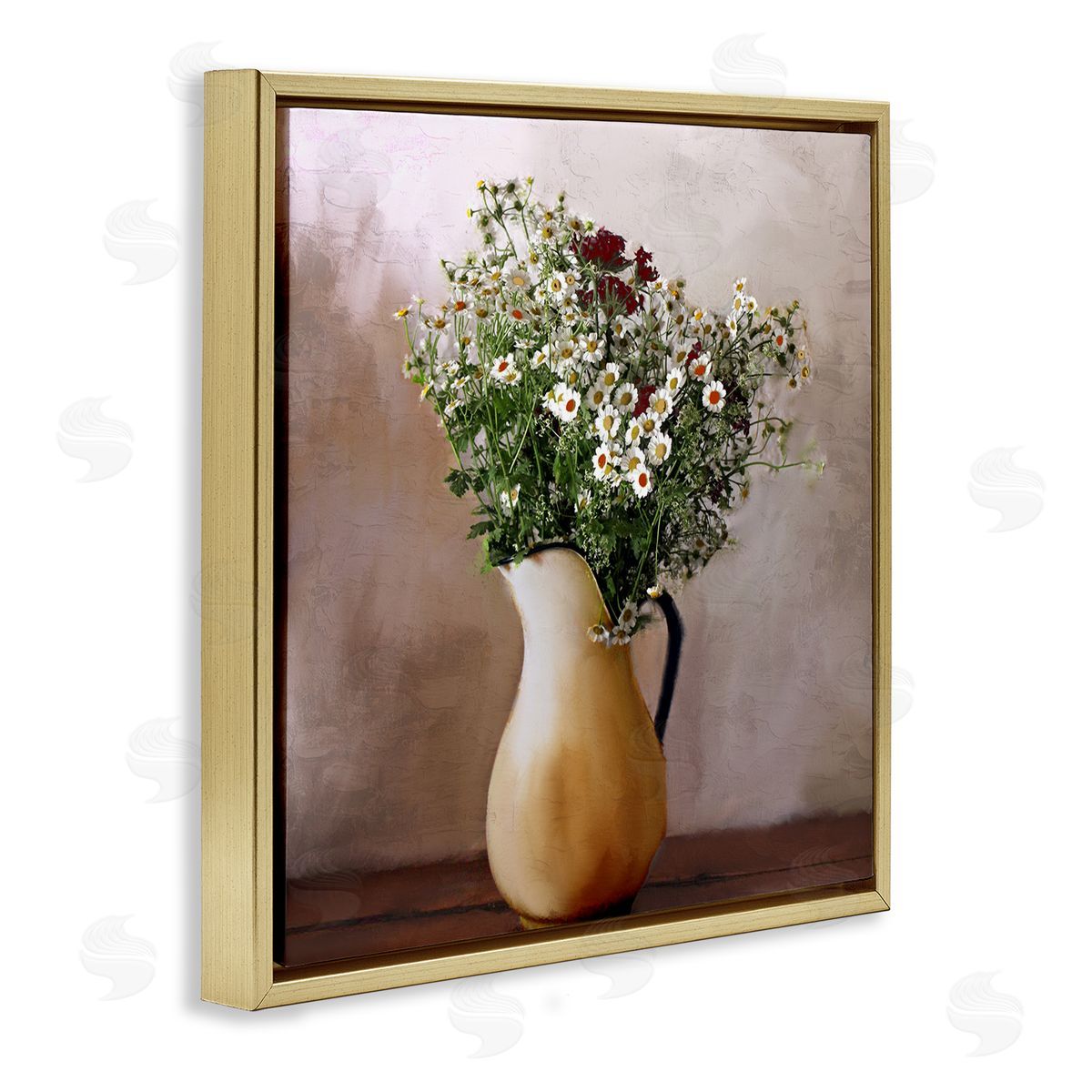 Kim Allen Mixed Daisy Bouquet Still Life Gold Floating Frame Canvas Wall Art Print