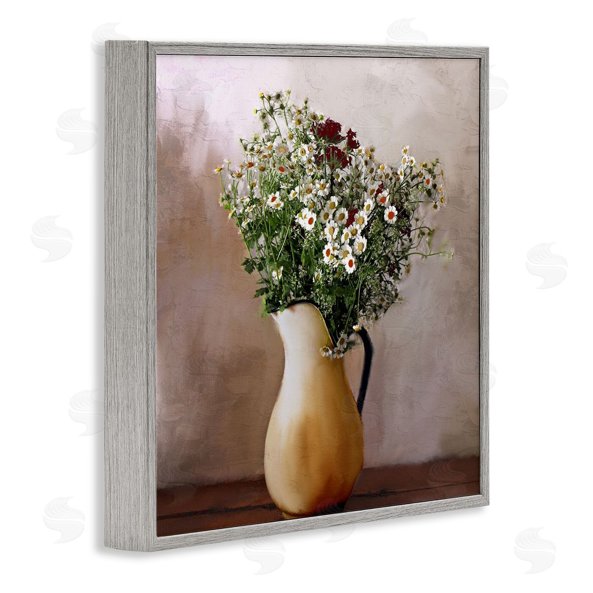 Kim Allen Mixed Daisy Bouquet Still Life Gray Framed Glicee Wall Art Print