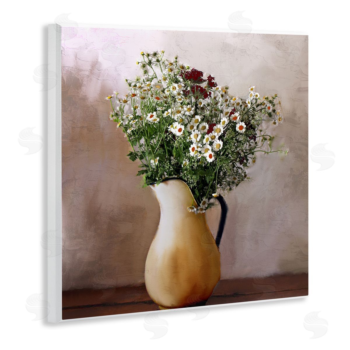 Kim Allen Mixed Daisy Bouquet Still Life Wooden Wall Plaque Art Print