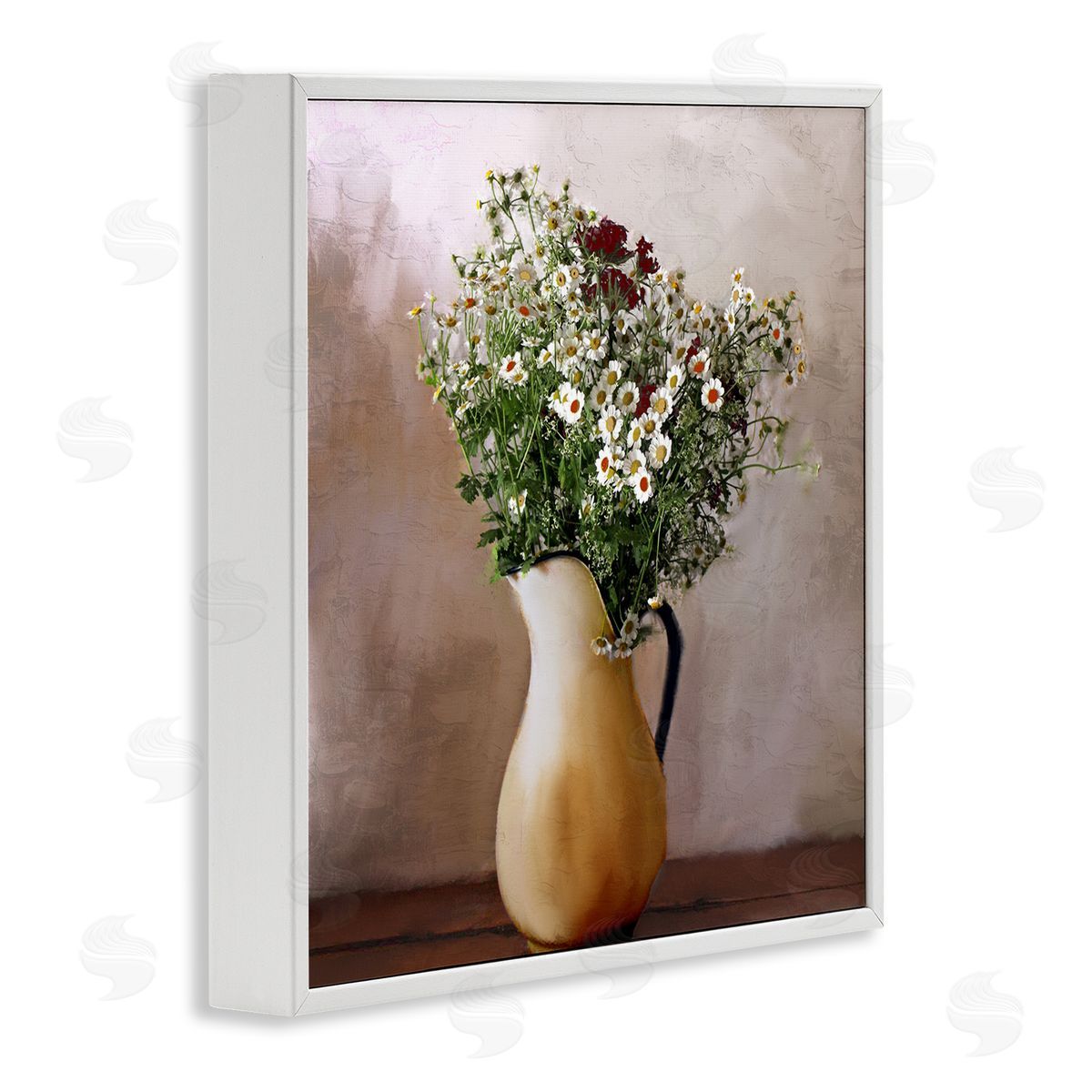 Kim Allen Mixed Daisy Bouquet Still Life White Framed Glicee Wall Art Print