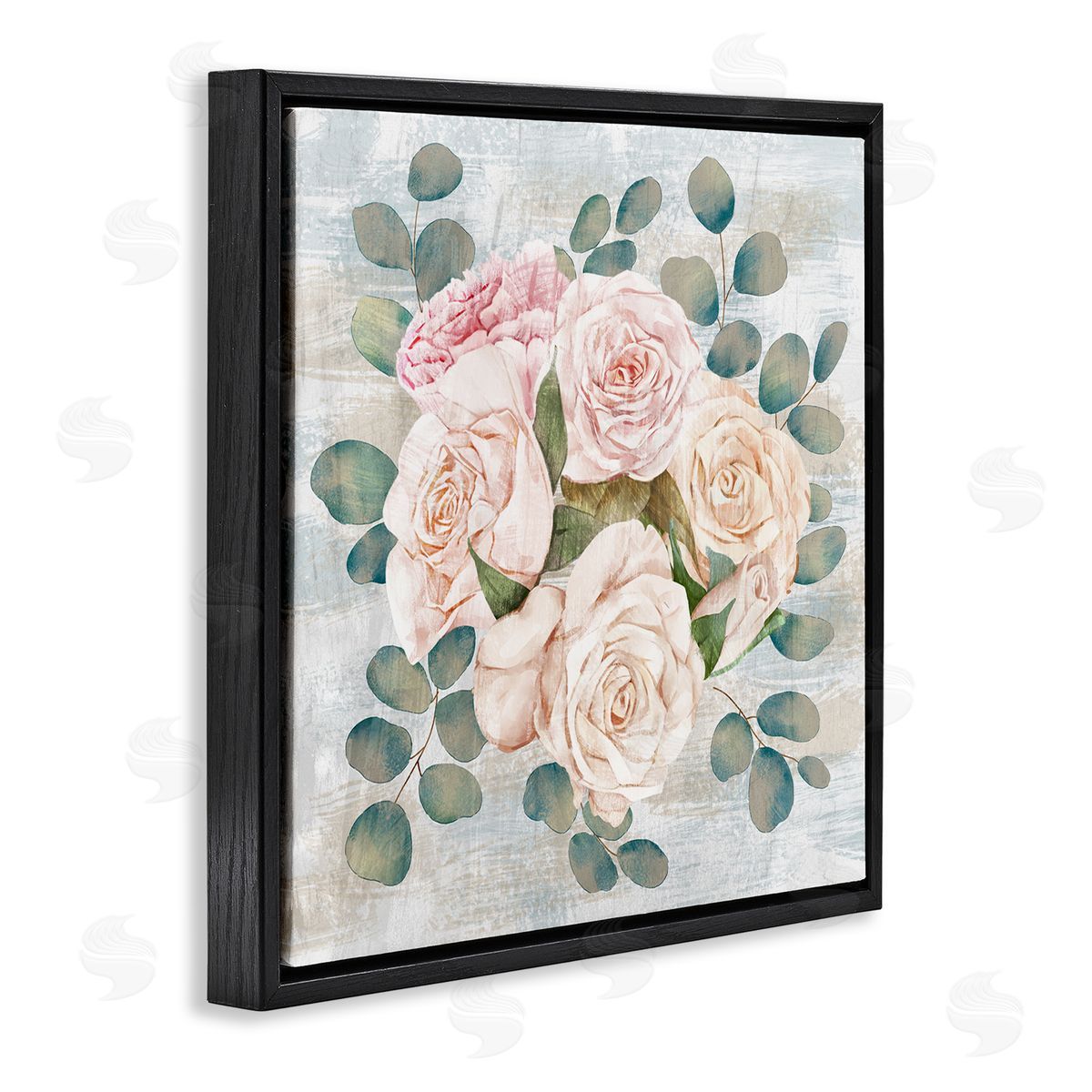Ziwei Li Rustic Country Roses Arrangement Black Floating Frame Canvas Wall Art Print