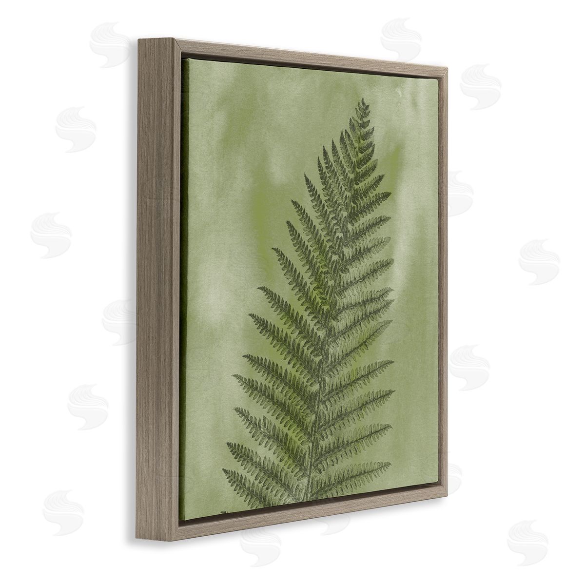 Ziwei Li Wild Nature Fern Leaf Brown Floating Frame Canvas Wall Art Print