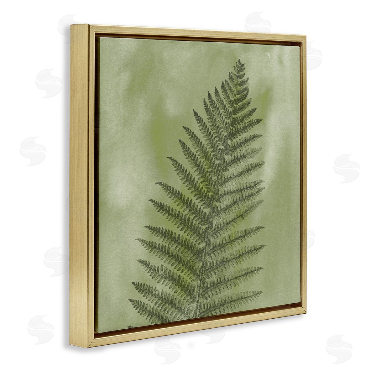 Ziwei Li Wild Nature Fern Leaf Gold Floating Frame Canvas Wall Art Print