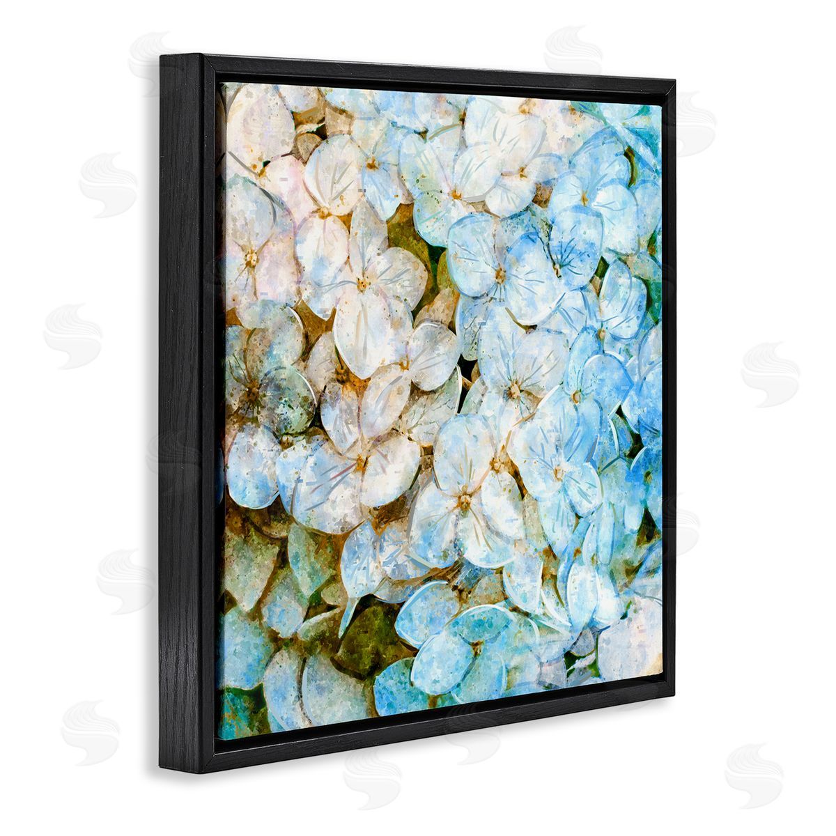 Ziwei Li Country Blooming Hydrangeas Black Floating Frame Canvas Wall Art Print