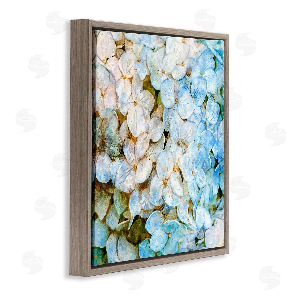 Ziwei Li Country Blooming Hydrangeas Brown Floating Frame Canvas Wall Art Print