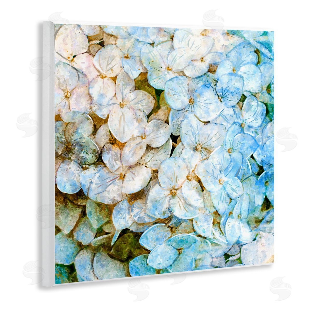 Ziwei Li Country Blooming Hydrangeas Wooden Wall Plaque Art Print