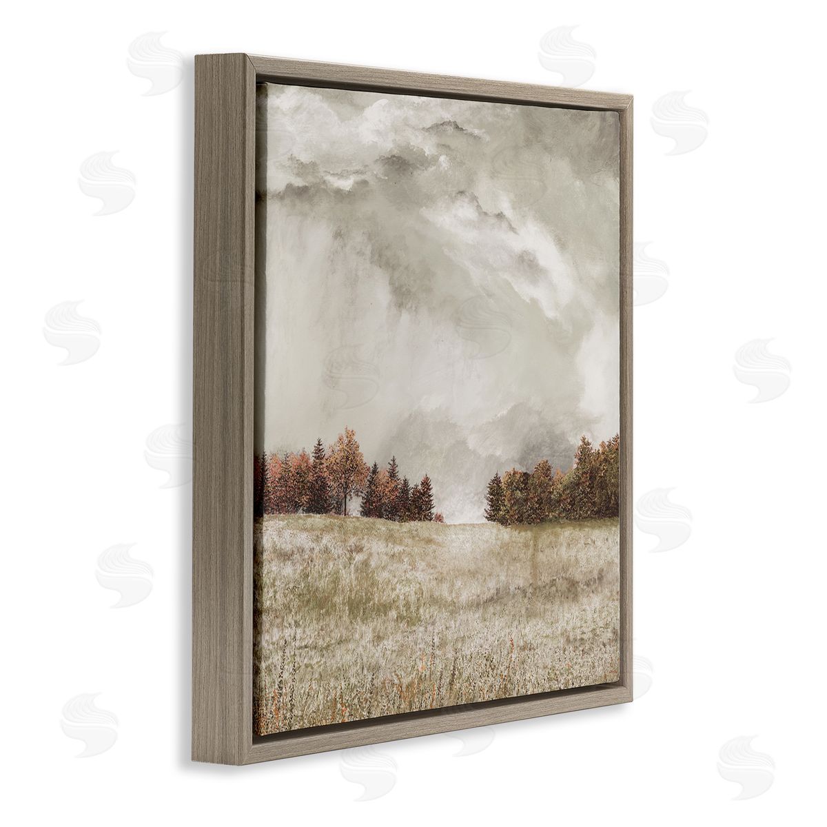 James Redding Rural Cloudy Countryside Meadow Brown Floating Frame Canvas Wall Art Print