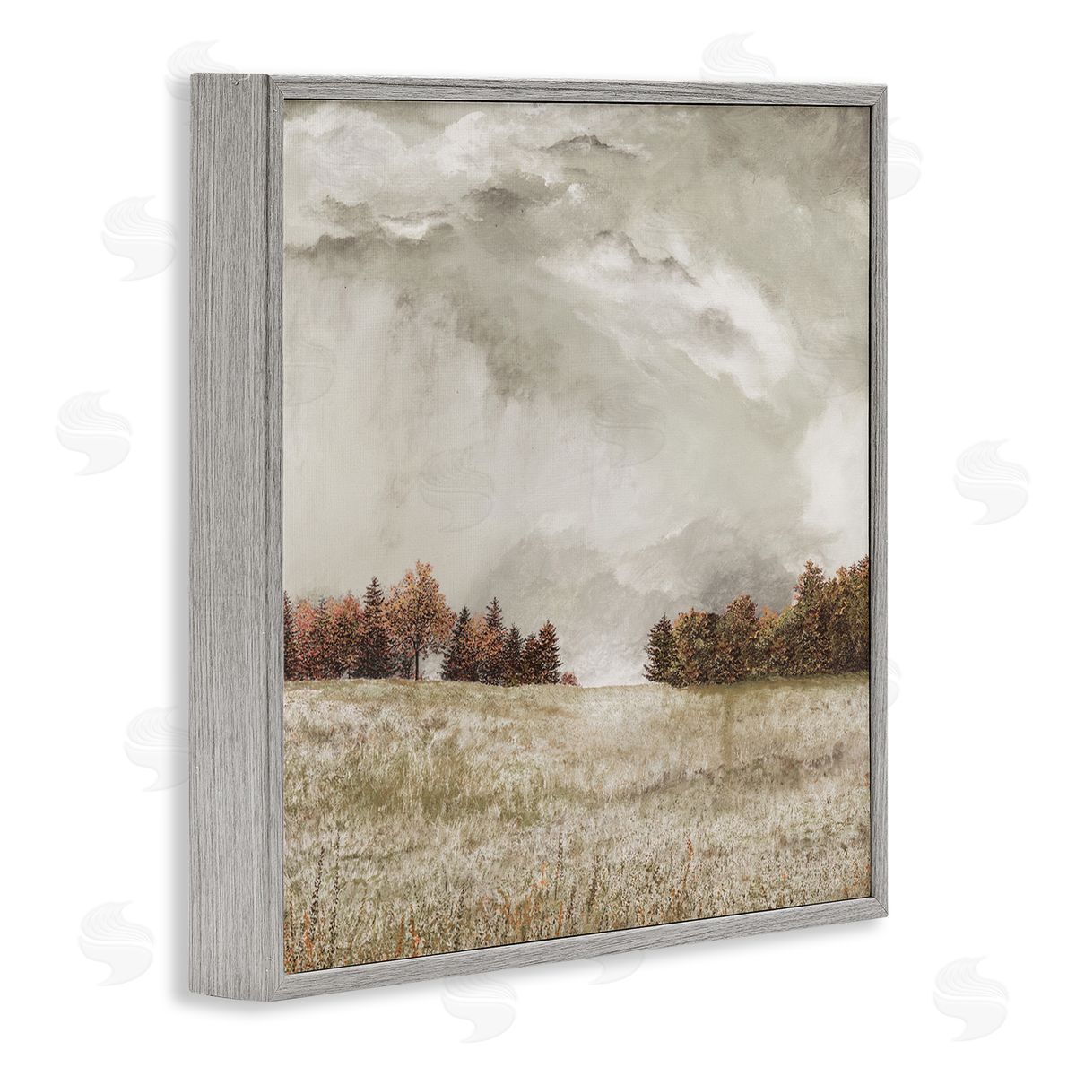 James Redding Rural Cloudy Countryside Meadow Gray Framed Glicee Wall Art Print