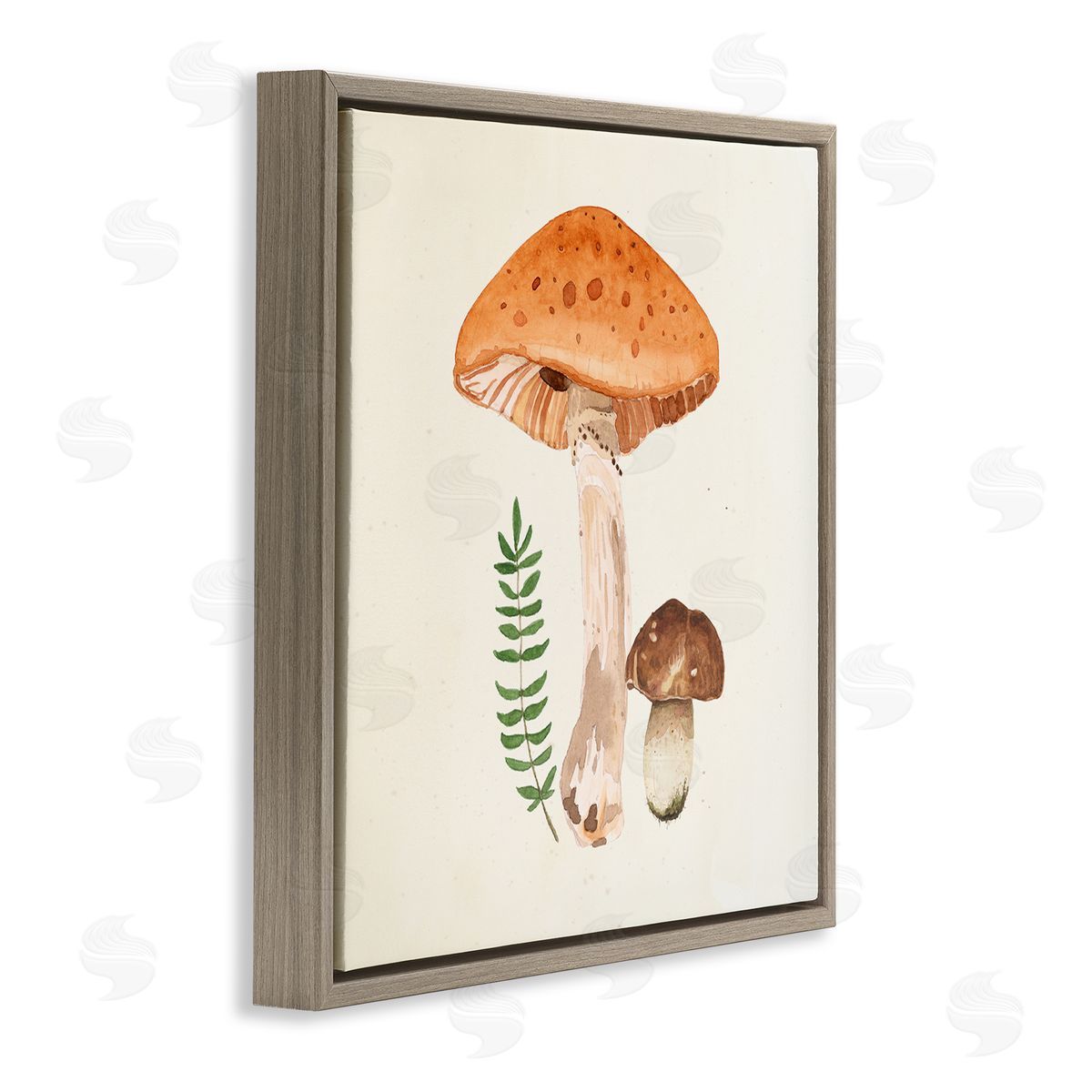 Lucca Sheppard Woodland Mushroom Botanical Fern Brown Floating Frame Canvas Wall Art Print