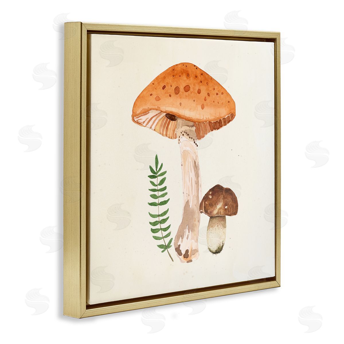Lucca Sheppard Woodland Mushroom Botanical Fern Gold Floating Frame Canvas Wall Art Print