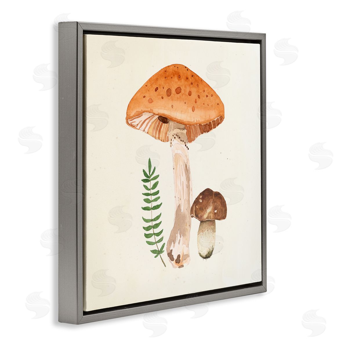 Lucca Sheppard Woodland Mushroom Botanical Fern Gray Floating Frame Canvas Wall Art Print