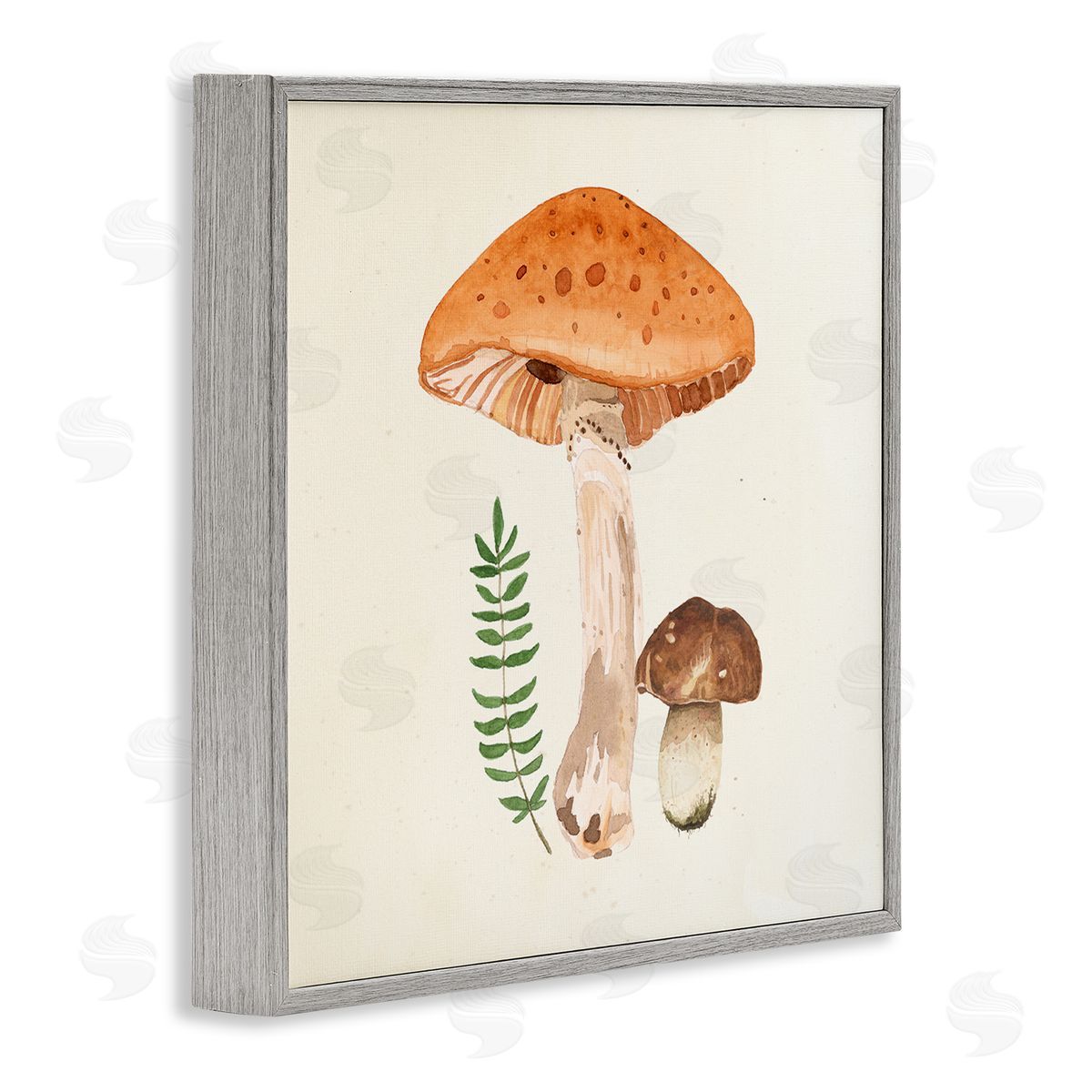 Lucca Sheppard Woodland Mushroom Botanical Fern Gray Framed Glicee Wall Art Print