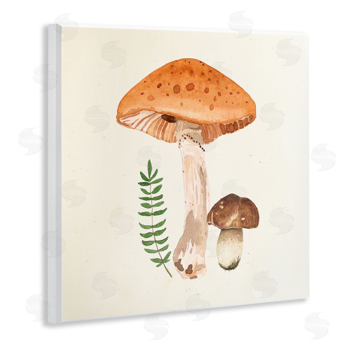 Lucca Sheppard Woodland Mushroom Botanical Fern Wooden Wall Plaque Art Print