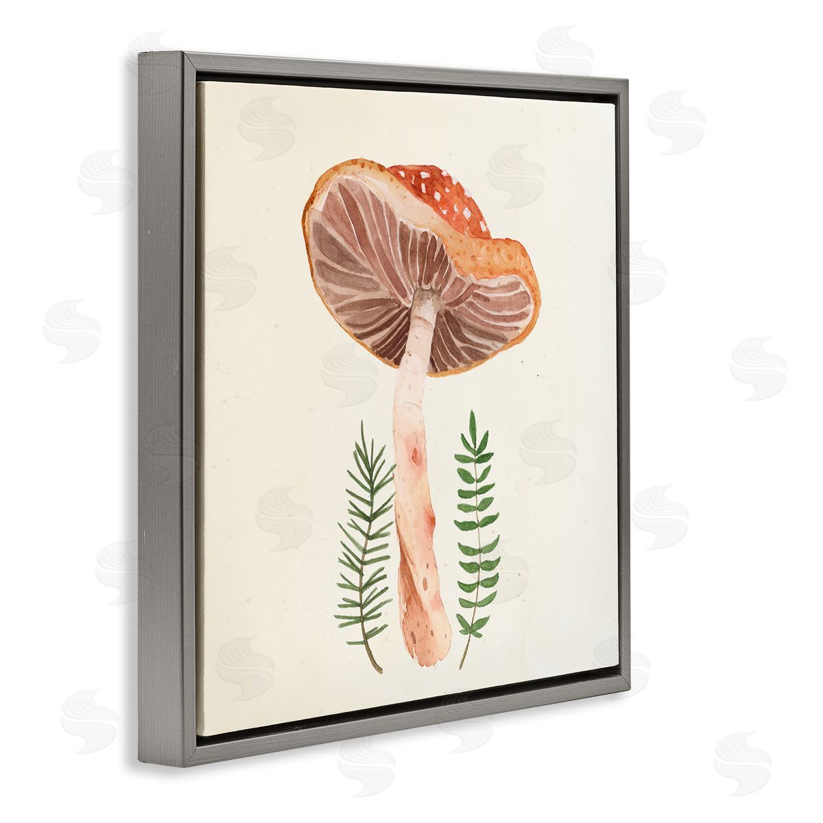 Lucca Sheppard Cottage Mushroom Forest Plants Gray Floating Frame Canvas Wall Art Print