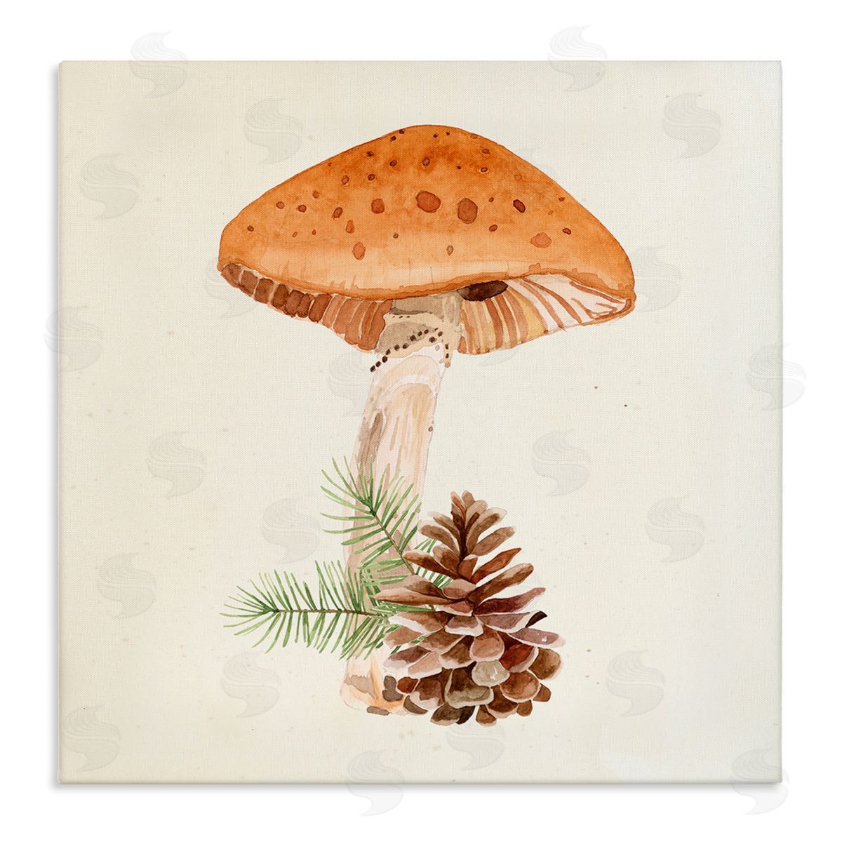 Lucca Sheppard Mushroom Pinecone Botanicals Stretched Canvas Wall Art Print