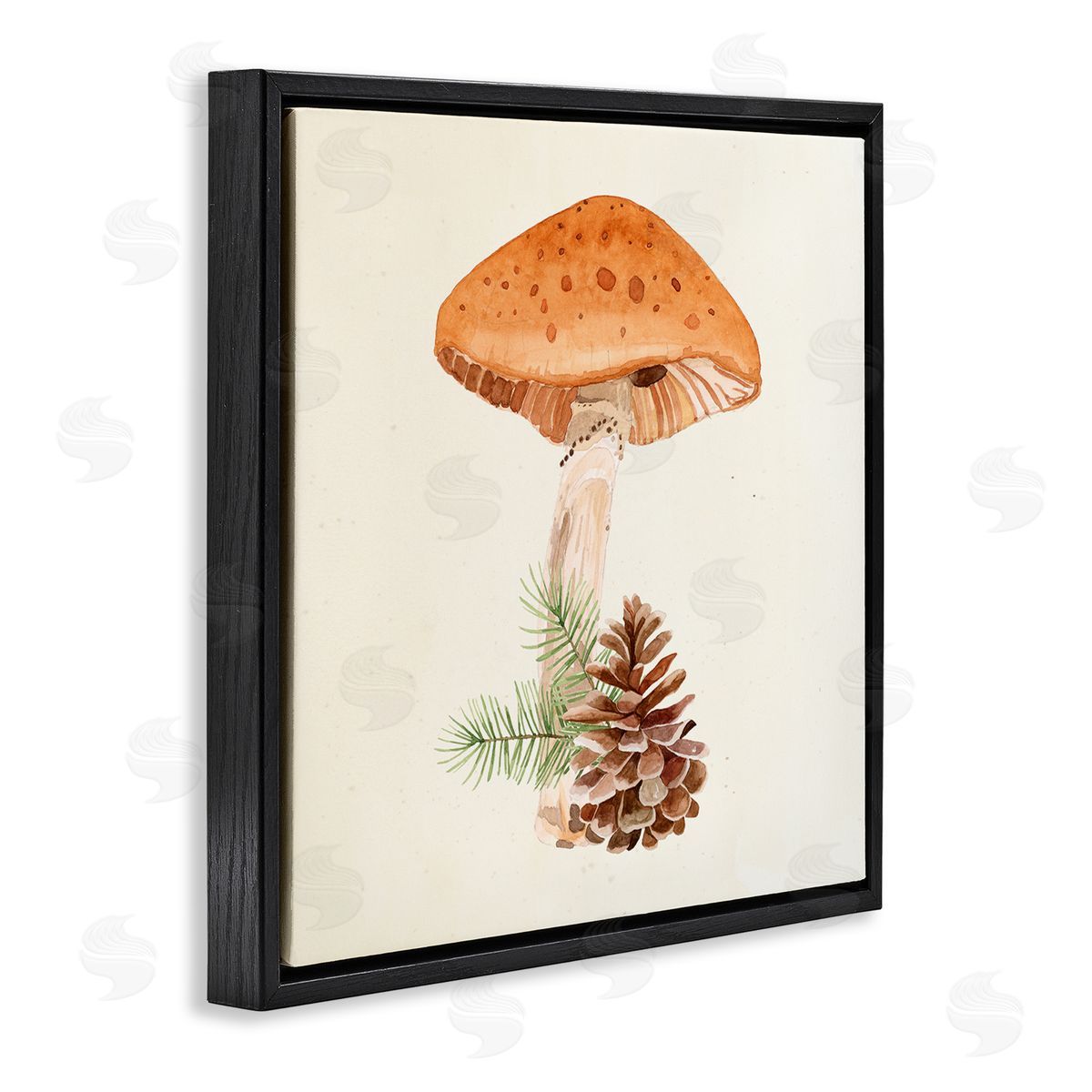 Lucca Sheppard Mushroom Pinecone Botanicals Black Floating Frame Canvas Wall Art Print