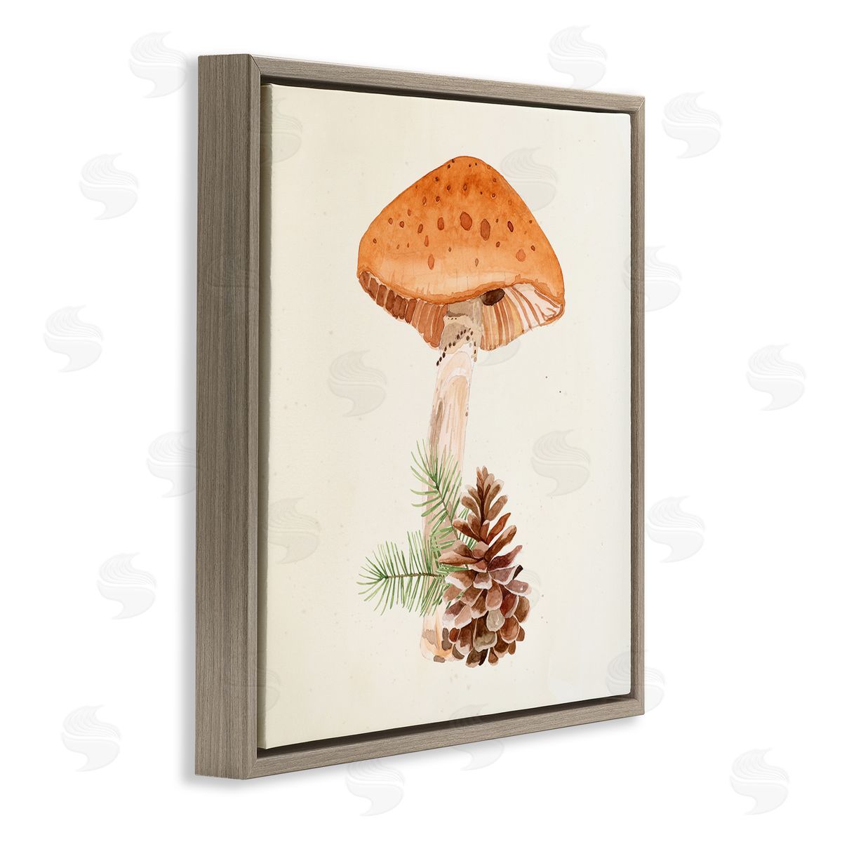 Lucca Sheppard Mushroom Pinecone Botanicals Brown Floating Frame Canvas Wall Art Print