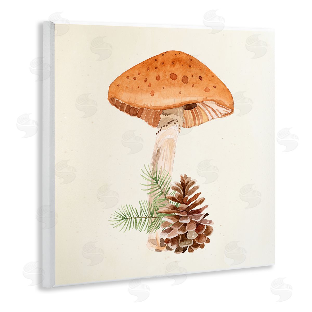 Lucca Sheppard Mushroom Pinecone Botanicals Wooden Wall Plaque Art Print