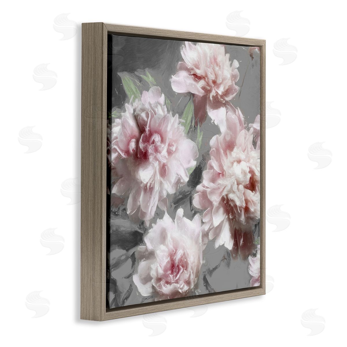 Shawna Sullivan Pink Carnation Bloom Arrangement Brown Floating Frame Canvas Wall Art Print