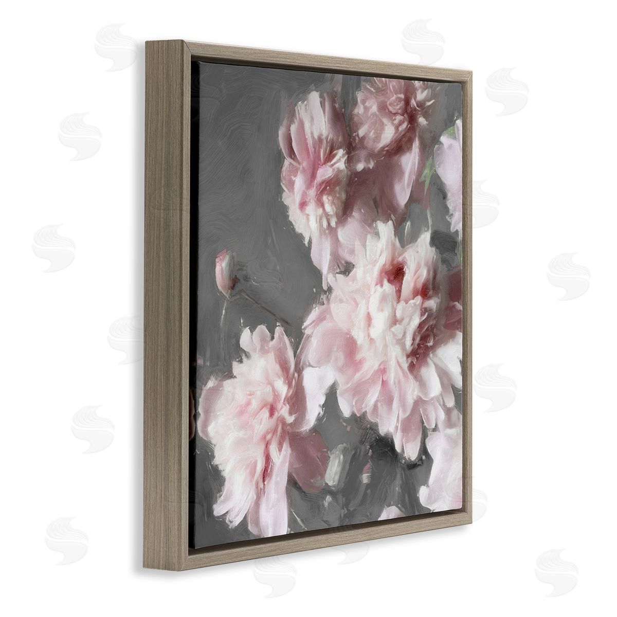 Shawna Sullivan Pink Carnation Buds Blooming Brown Floating Frame Canvas Wall Art Print