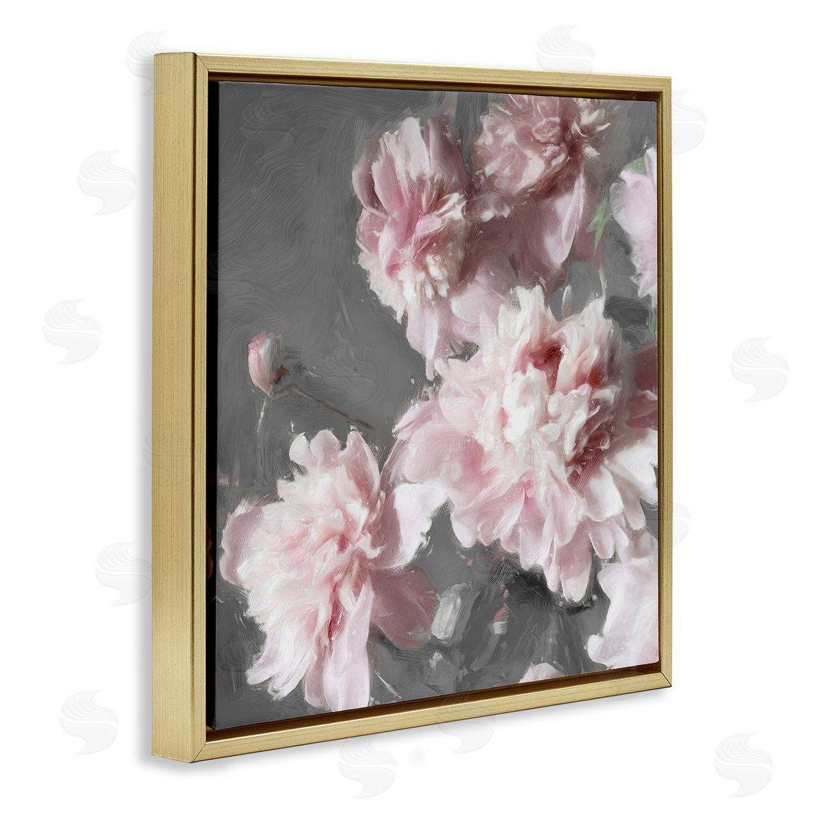 Shawna Sullivan Pink Carnation Buds Blooming Gold Floating Frame Canvas Wall Art Print