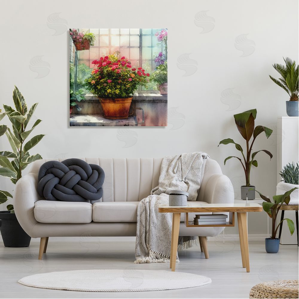 Alpenglow Workshop Vivid Flower Blooms Greenhouse Canvas Wall Art in Room